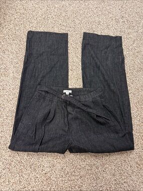Maeve Dark Gray Pleated Dress Pants with Tie Waist